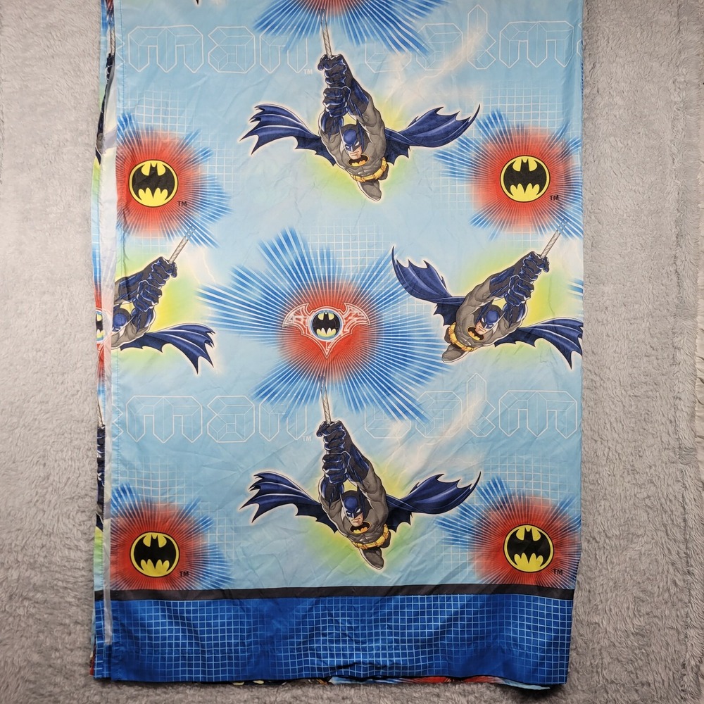 Batman DC Comics Window TWIN Flat Sheet Kids Blue Superhero Graphic 2013*
